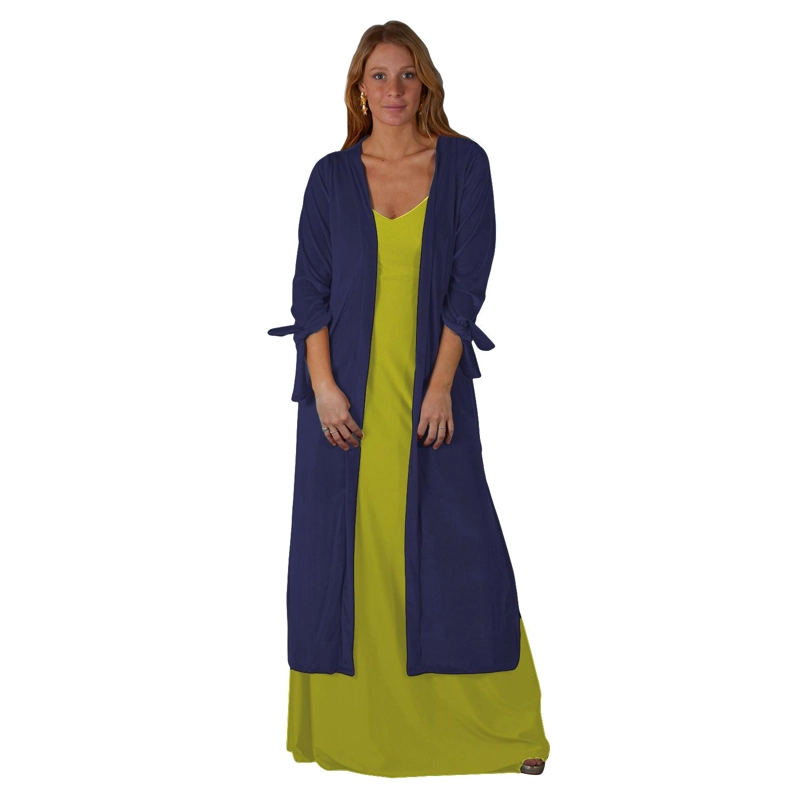 TAPADO KIMONO LARGO VERONA AZUL PIZARRA TERCIOPELO MARIA PASKARO - 1