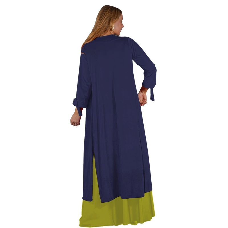 TAPADO KIMONO LARGO VERONA AZUL PIZARRA TERCIOPELO MARIA PASKARO - 2