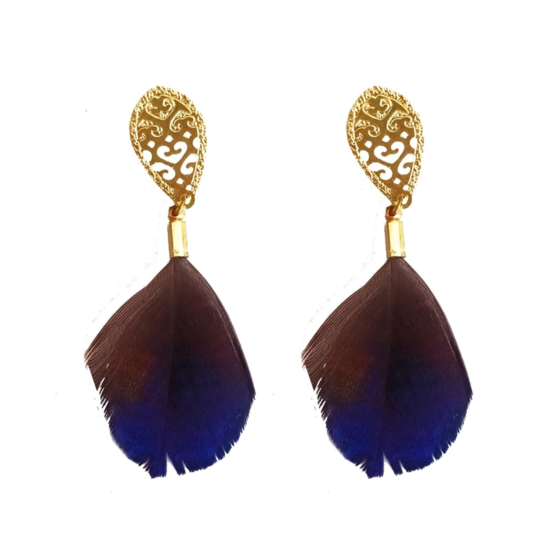 AROS MARIA PASKARO DE PLUMA MONAL MORADO DORADO B - 1