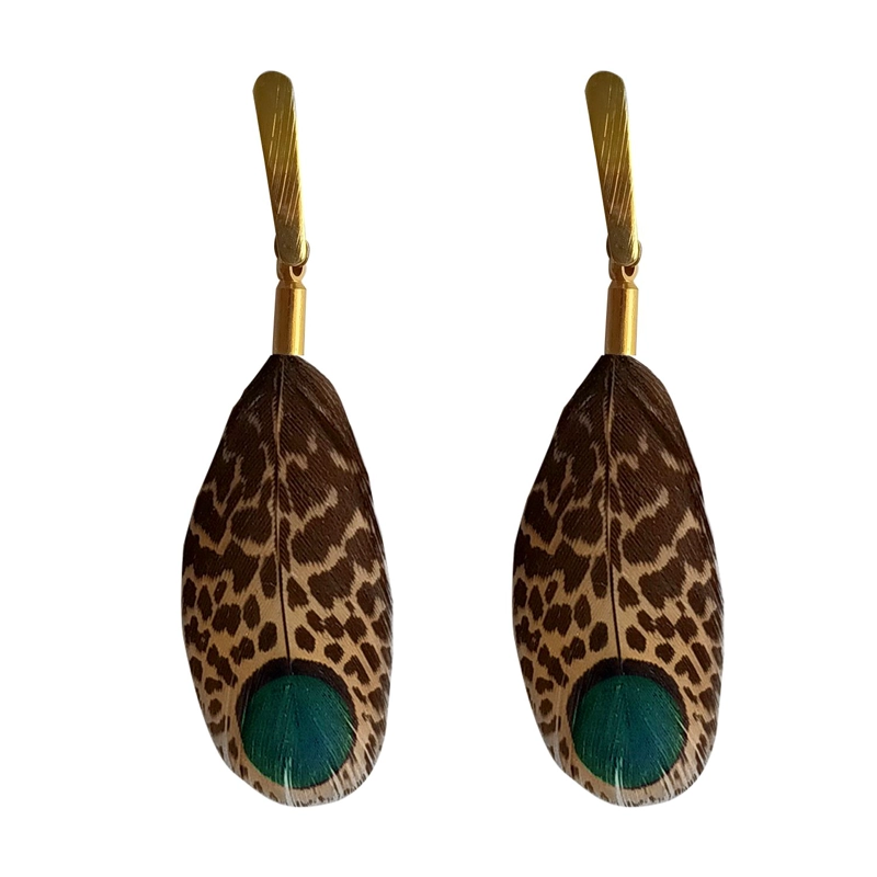 AROS MARIA PASKARO DE PLUMA MALAYO CAFÉ DORADO B - 1