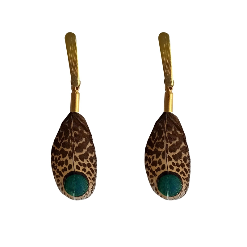 AROS MARIA PASKARO DE PLUMA MALAYO CAFÉ DORADO A - 1