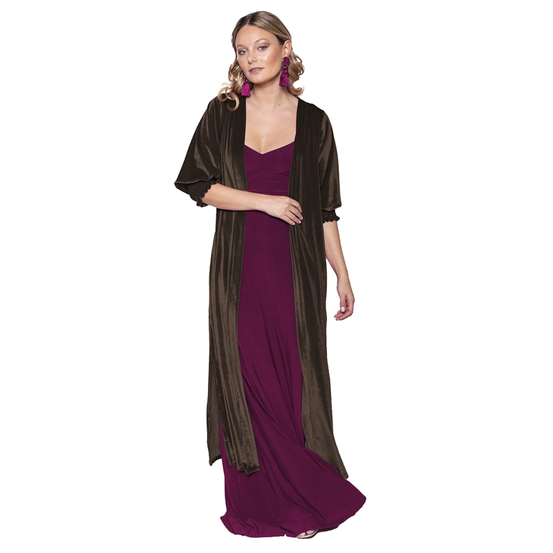 TAPADO KIMONO SANTINI CHOCOLATE TERCIOPELO MARIA PASKARO - 1