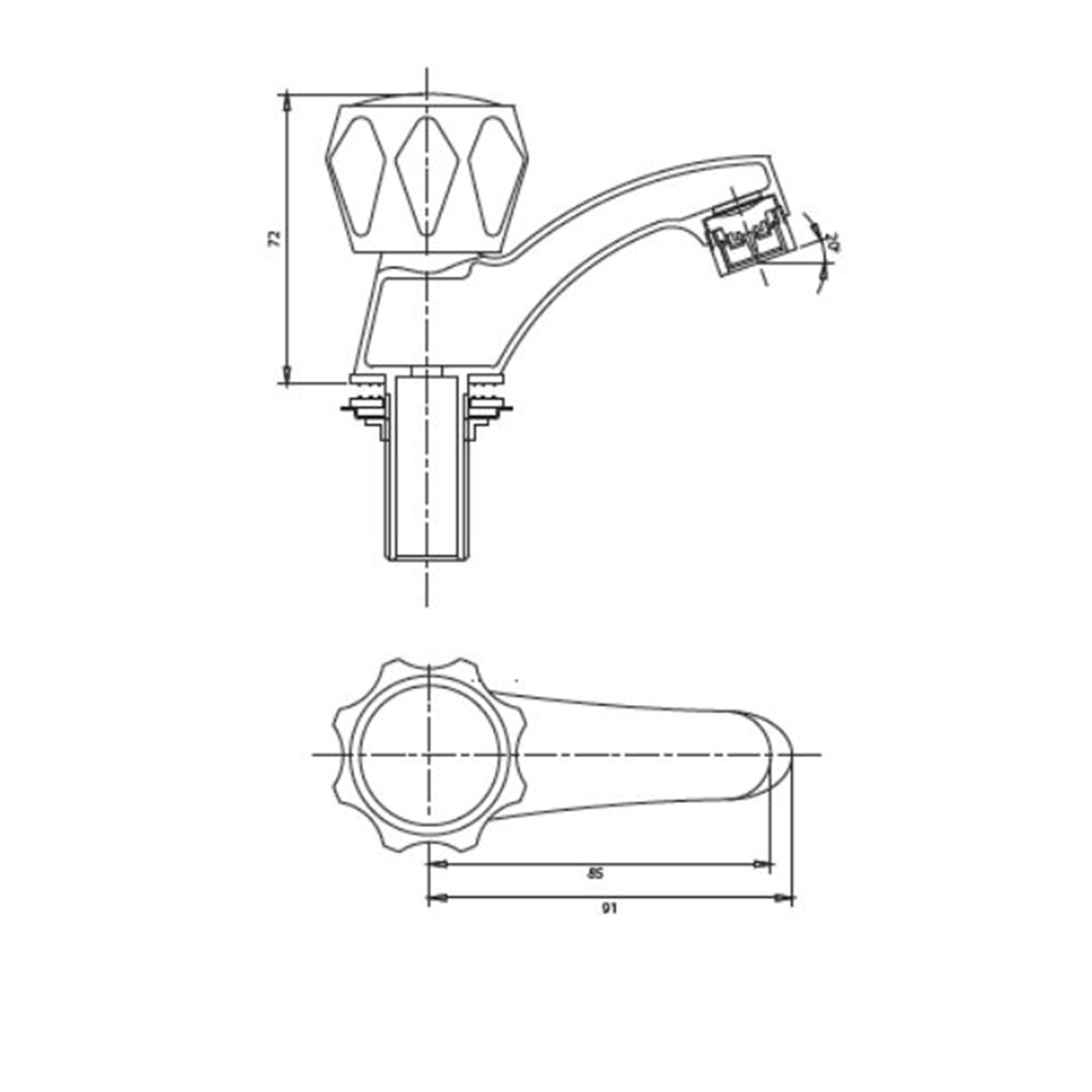 LLAVE LAVATORIO C/MANILLAS CRISTAL MOSSINI METAL - 3