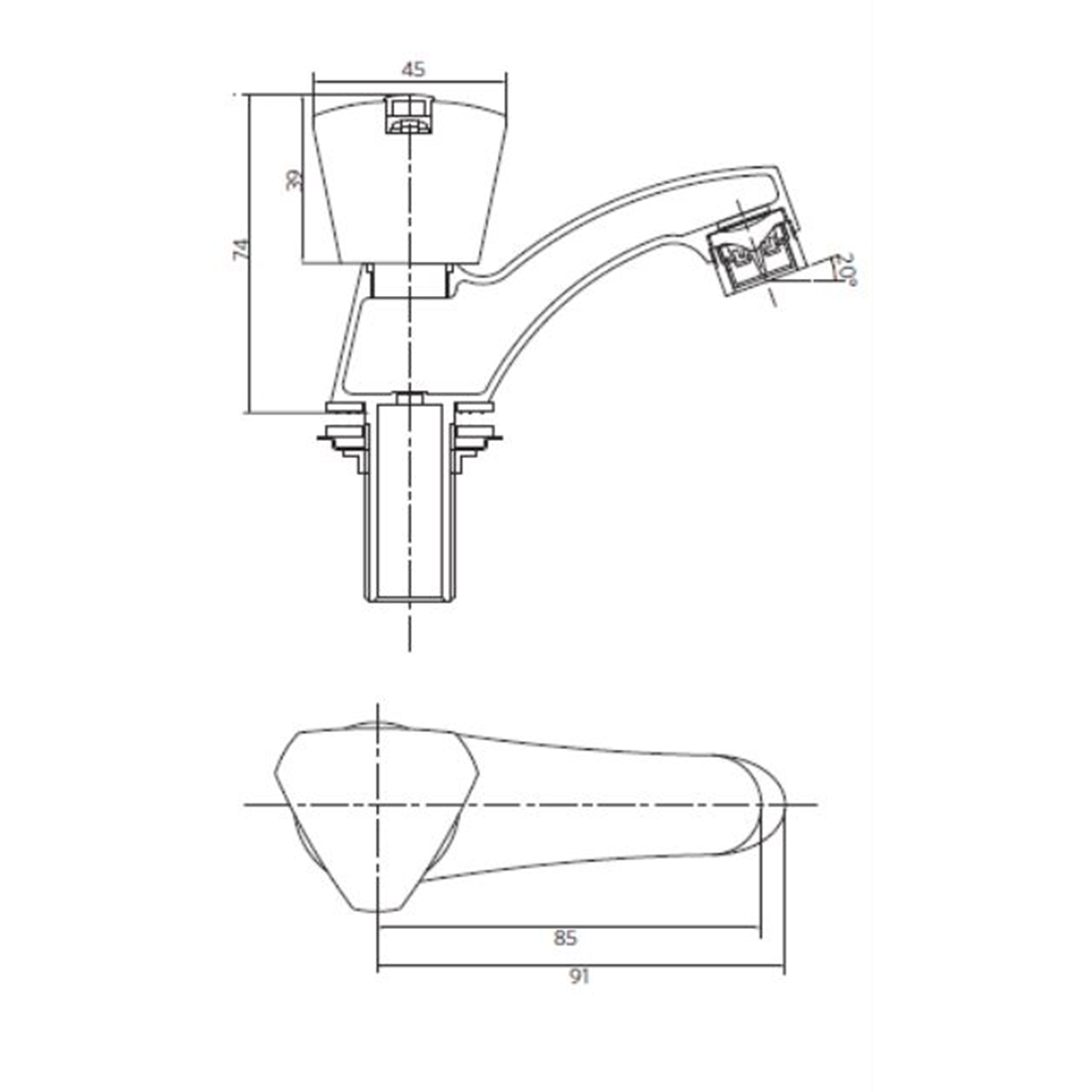 LLAVE LAVATORIO MOSSINI TEVERE CON AIREADOR - 2