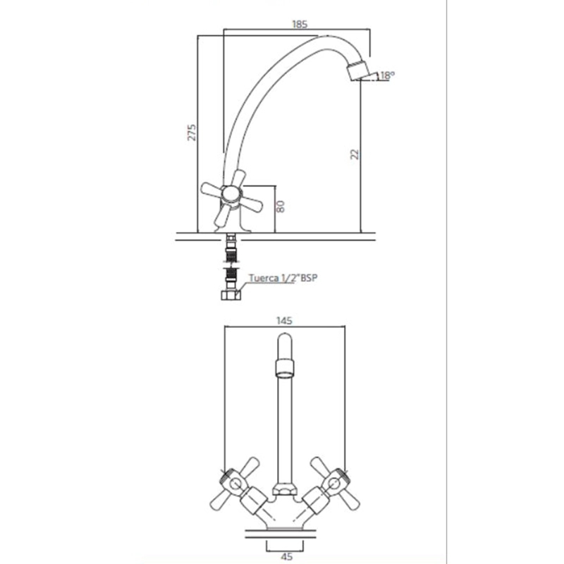 LLAVE GRIFERIA LAVAPLATOS MOSSINI CRUZ - 8