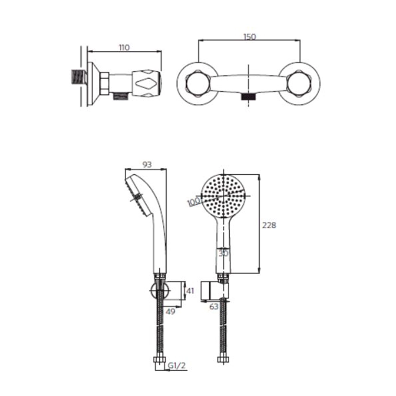 LLAVE GRIFERIA DUCHA MOSSINI METAL - 2