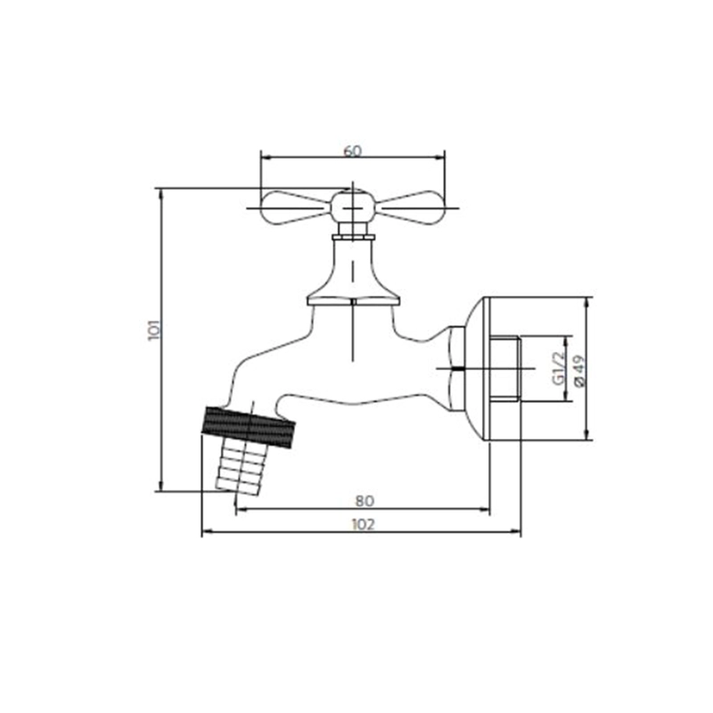LLAVE LAVADORA CON FLANGE 1/2X3/4 MS - 2