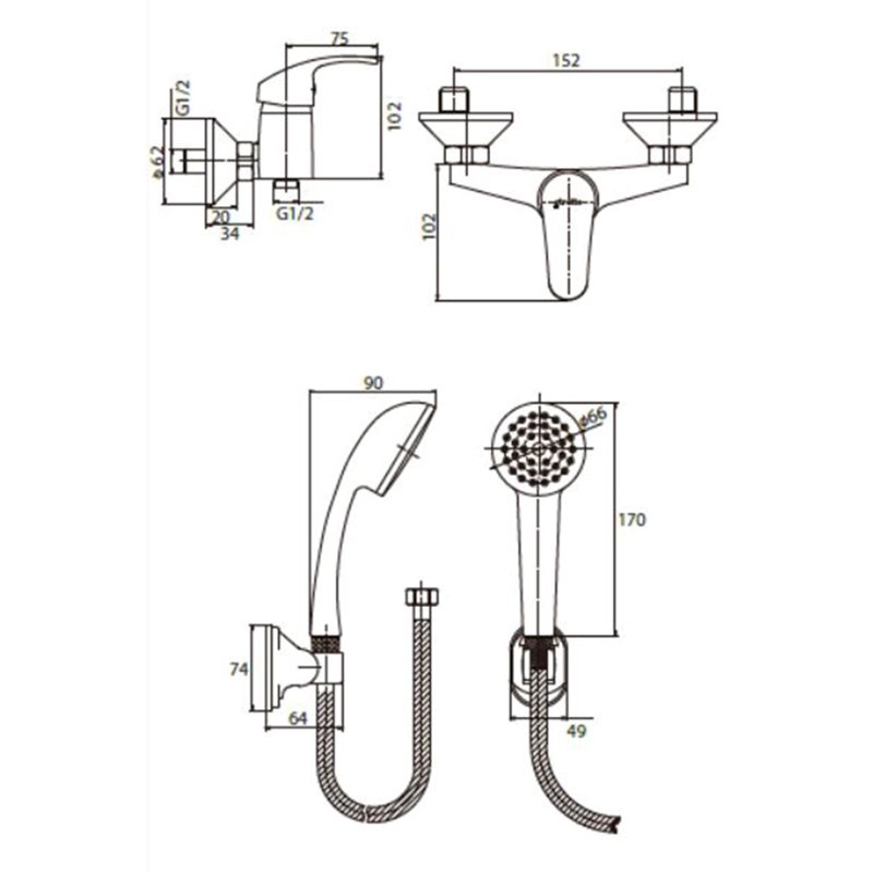 LLAVE GRIFERIA DUCHA NEW STANDARD - 2