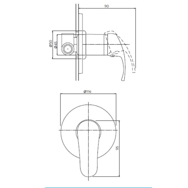 LLAVE GRIFERIA DUCHA EMPOTRAR NEW STANDARD - 2