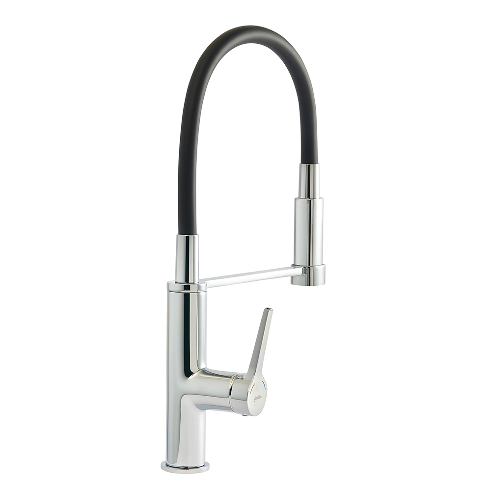 GRIFERIA MONOMANDO LAVAPLATOS FLEXIBLE EXO CROMO/NEGRO MATE - 3