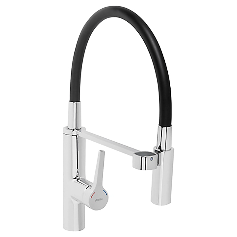 GRIFERIA MONOMANDO LAVAPLATOS FLEXIBLE EXO CROMO/NEGRO MATE - 4