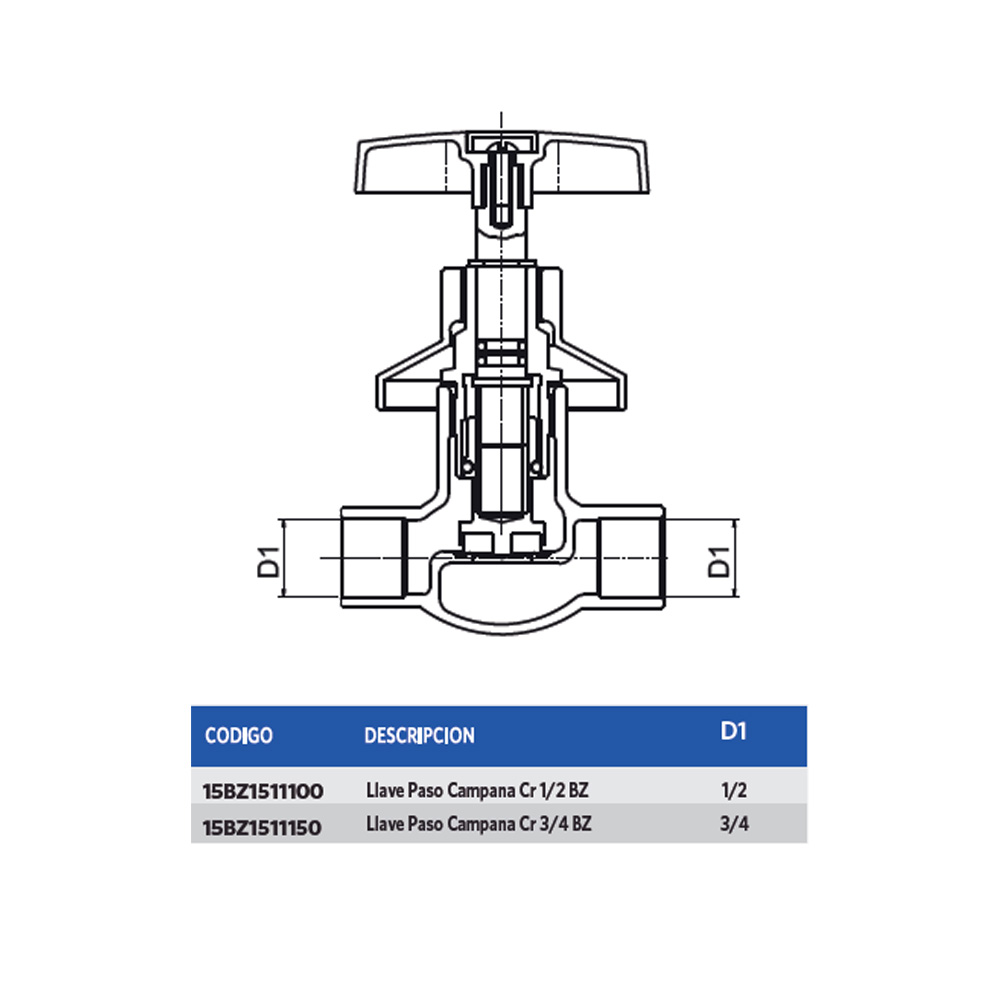LLAVE PASO CAMPANA CR 3/4 BZ - 2