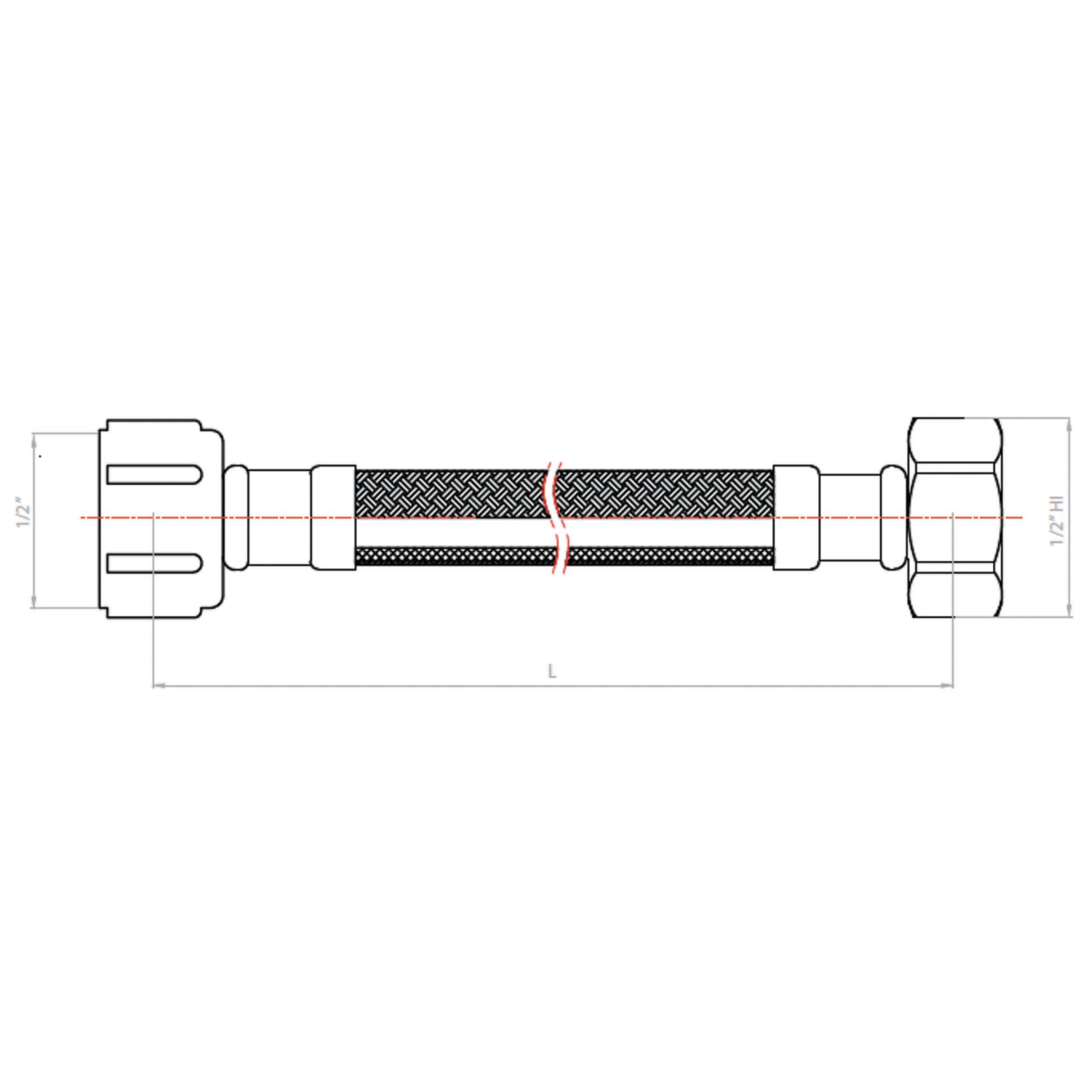 FLEXIBLE PARA AGUA VINILO HI-HI 40 CM 1/2X1/2 TF - 2