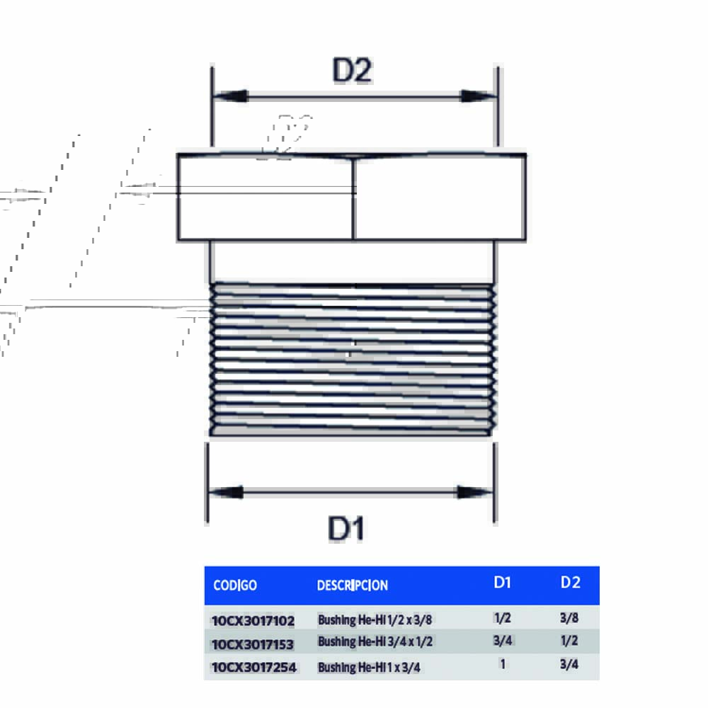 BUSHING PARA AGUA HE-HI 1X 3/4 - 2