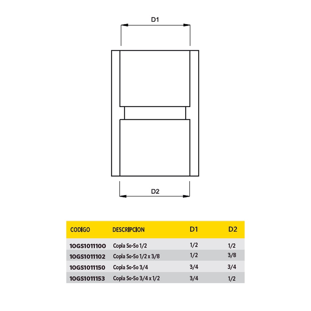 COPLA PARA GAS SO-SO 1/2 X 3/8 - 2