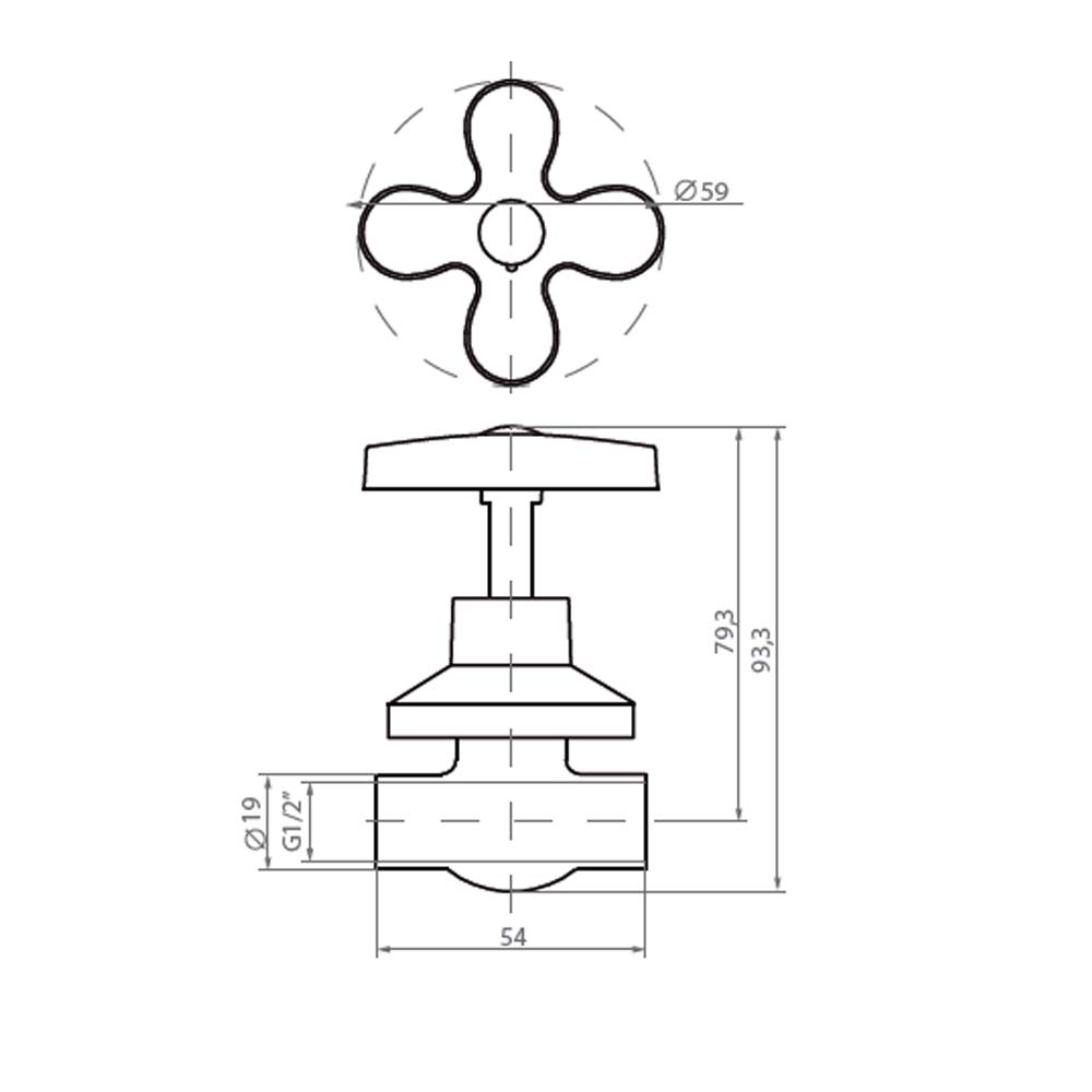 LLAVE PASO CAMPANA CR/CRUZ SO-SO 1/2 - 2