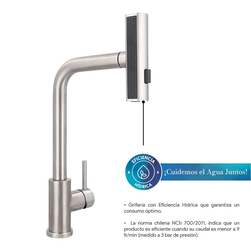 LLAVE MONOMANDO STRETTO LAVAPLATOS MATERA SATINADO - 6