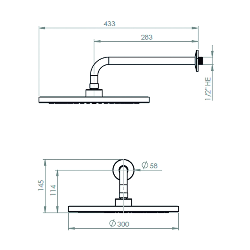 PLATO DUCHA 30 CM CON BRAZO 30 CM NIQUEL - 2