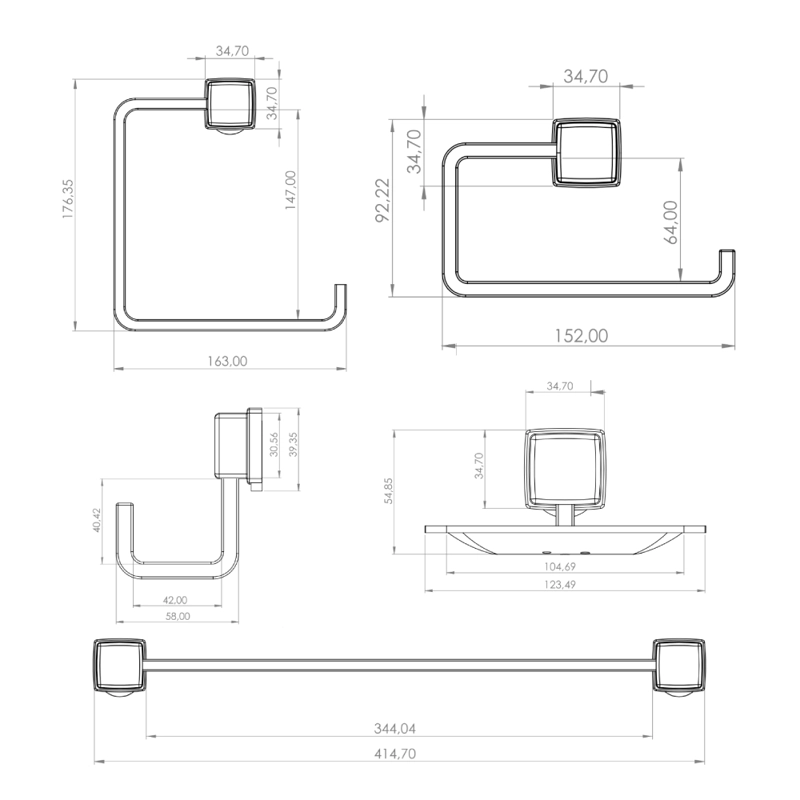 KIT ACCESORIOS DE BAÑO 5 PIEZAS PRATO - 7