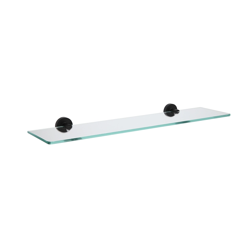 REPISA DE VIDRIO 50 CM SOPORTE NEGRO MATE - 1
