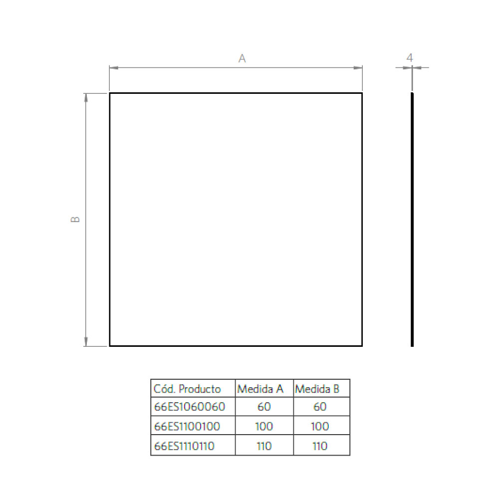 ESPEJO 100X100 CM. 4MM PERFIL HORIZONTAL - 3