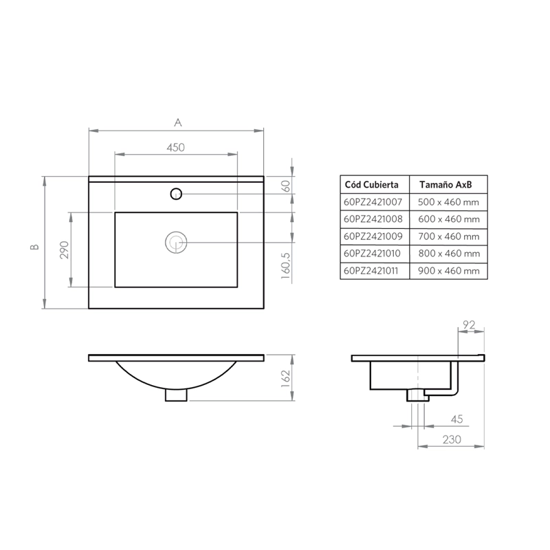 CUBIERTA VANITORIO OPTIMA 120X46 CM - 3