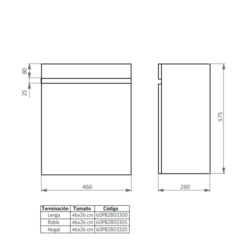 MUEBLE VANITORIO PETIT LENGA + CUBIERTA 26X46X40 CM - 7