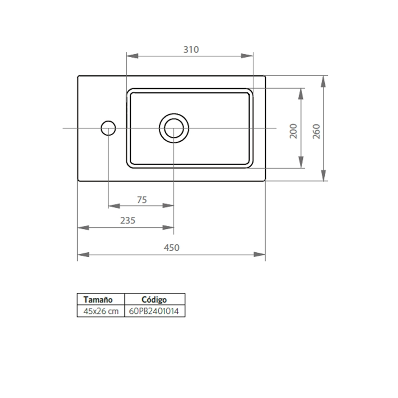 MUEBLE VANITORIO PETIT ROBLE + CUBIERTA 26X46X50 CM - 8