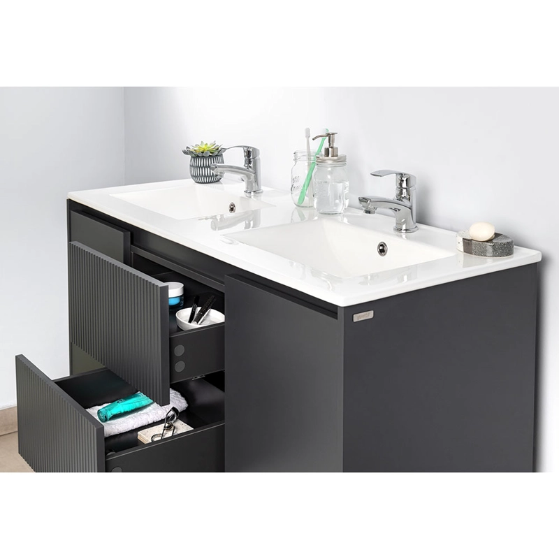 MUEBLE VANITORIO SOPHIE TEXTURADO DARK GREY TEXTURADO + CUBIERTA 120X46X50 CM - 8