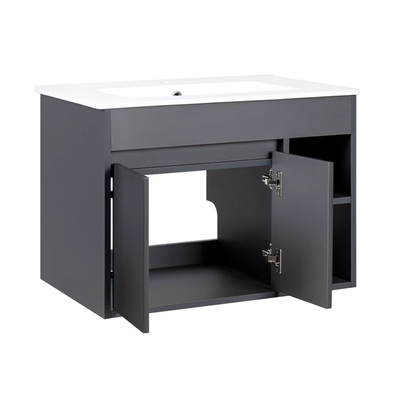 MUEBLE VANITORIO LILLE DARK GREY 70X46X12 CM SIN CUBIERTA - 4