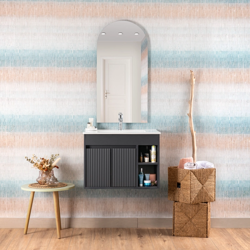 MUEBLE VANITORIO LILLE TEXTURADO DARK GREY TEXTURADO 60X46X50 CM SIN CUBIERTA - 5