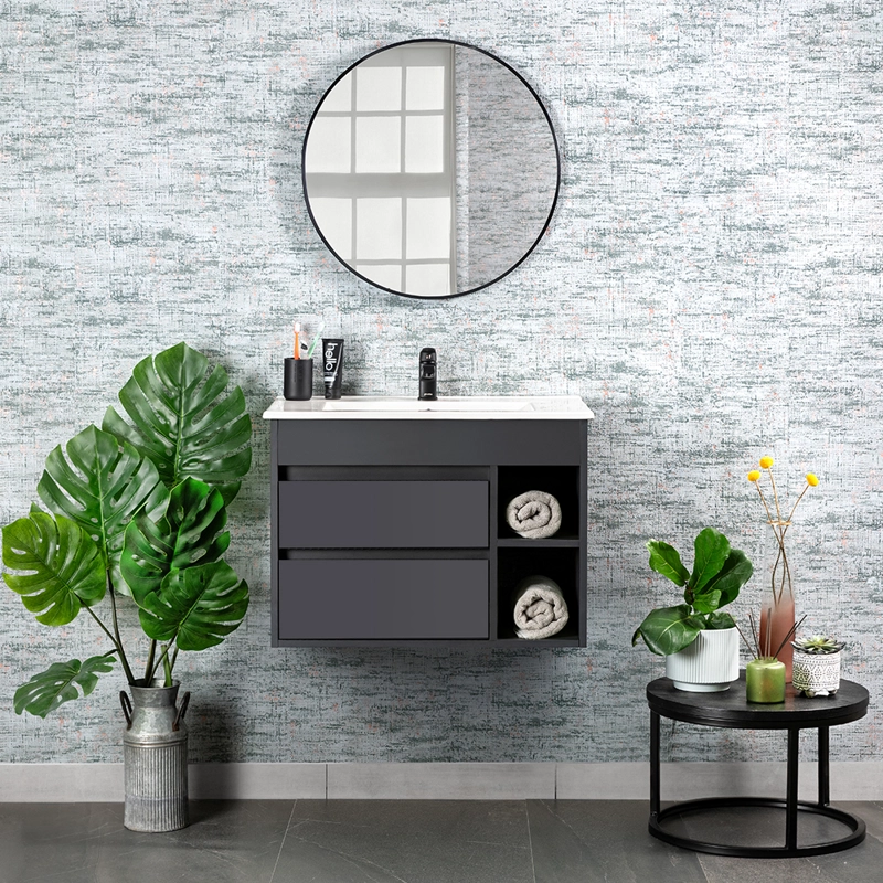 MUEBLE VANITORIO PARIS DARK GREY 70X46X12 CM SIN CUBIERTA - 5