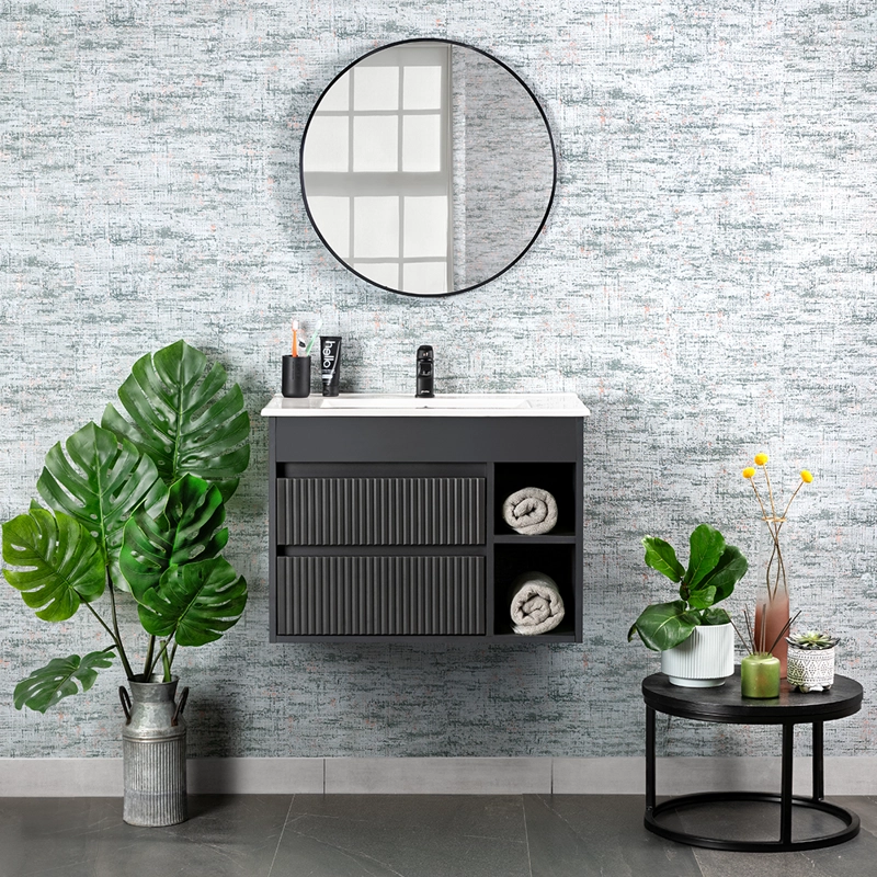 MUEBLE VANITORIO PARIS TEXTURADO DARK GREY TEXTURADO 60X46X12 CM SIN CUBIERTA - 1
