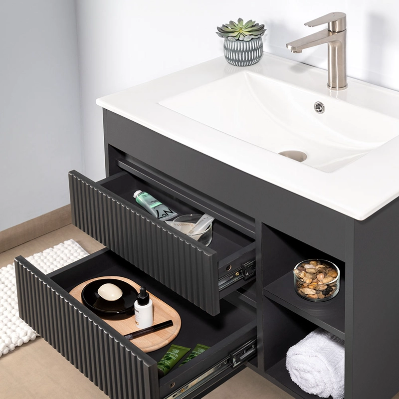 MUEBLE VANITORIO PARIS TEXTURADO DARK GREY TEXTURADO 60X46X12 CM SIN CUBIERTA - 3