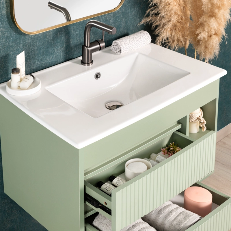 MUEBLE VANITORIO PARIS TEXTURADO SAGE GREEN TEXTURADO 60X46X50 CM SIN CUBIERTA - 7