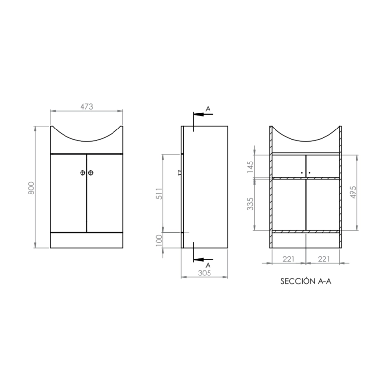 MUEBLE VANITORIO MARIE RUSTICO + CUBIERTA 43X50X30 CM - 5