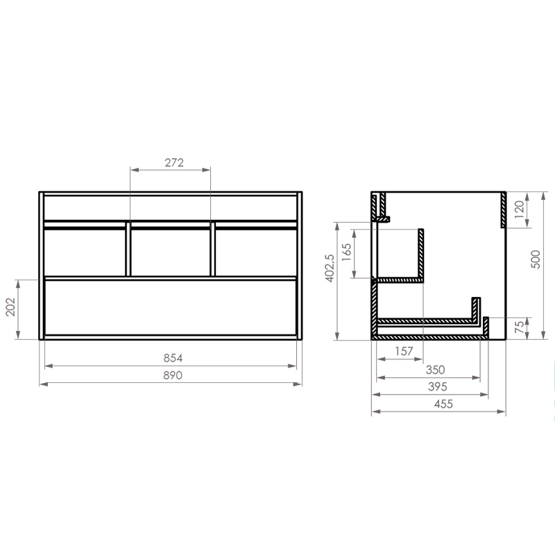 MUEBLE VANITORIO E CLAIR 90X46. COLOR DESARMADO LENGA 15X46X90 CM SIN CUBIERTA - 7