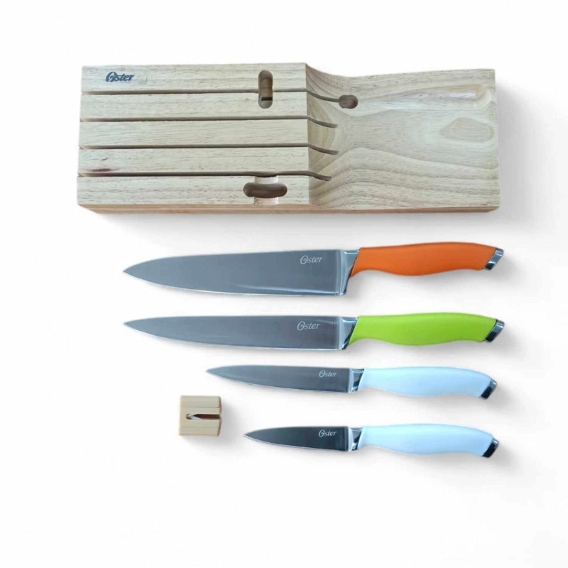 SET CUCHILLOS MANGO SILICONA 5 PIEZAS CHEF - OSTER - 1