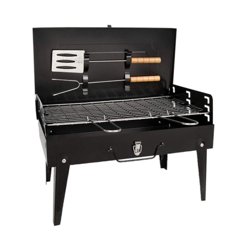 PARRILLA PORTATIL A CARBON TIPO MALETA - 1