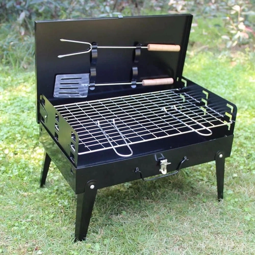 PARRILLA PORTATIL A CARBON TIPO MALETA - 5