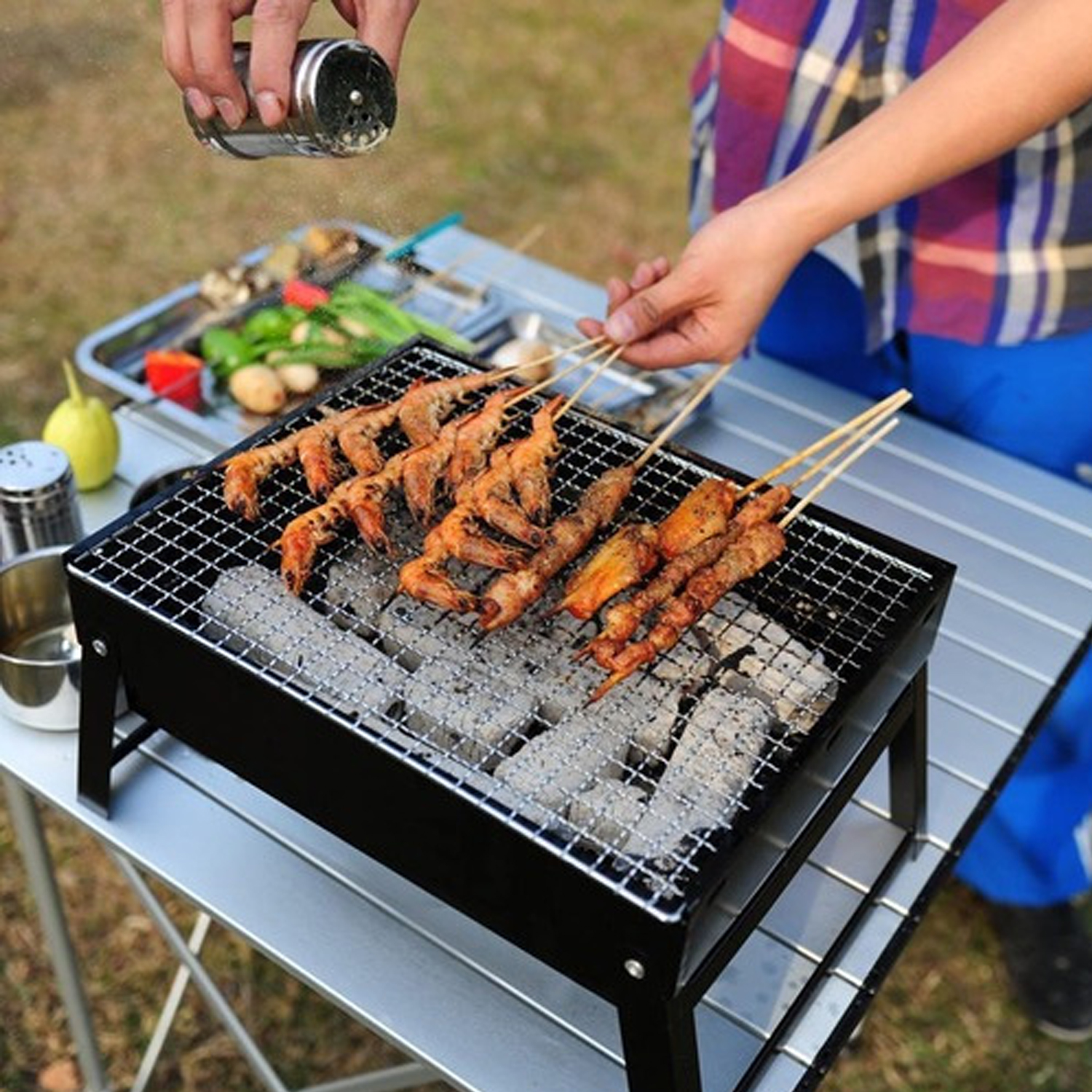PARRILLA PLEGABLE Y PORTATIL A CARBON - 3