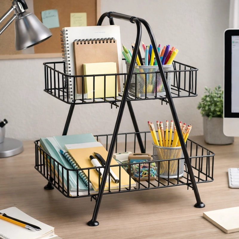 ORGANIZADOR MULTIUSO CANASTOS 2 NIVELES METAL - 6
