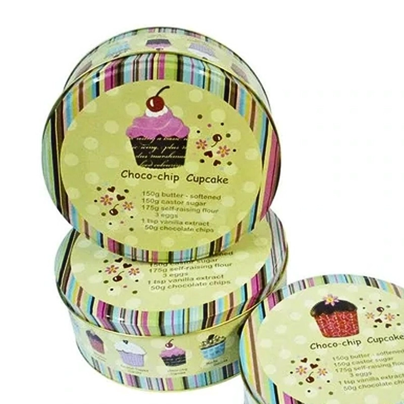 SET DE 3 CANISTER REDONDOS DE METAL DISEÑO CUPCAKES - 2