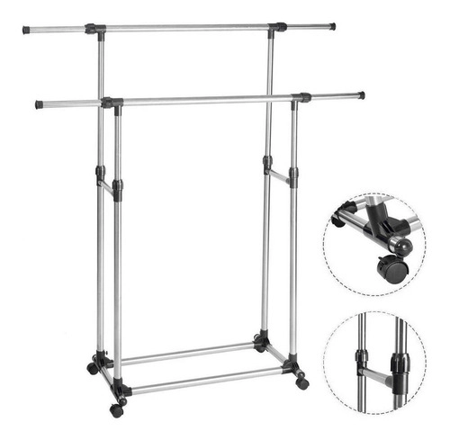 PERCHERO IMPORTADORA USA COLGADOR ROPA DOBLE METÁLICO - 2