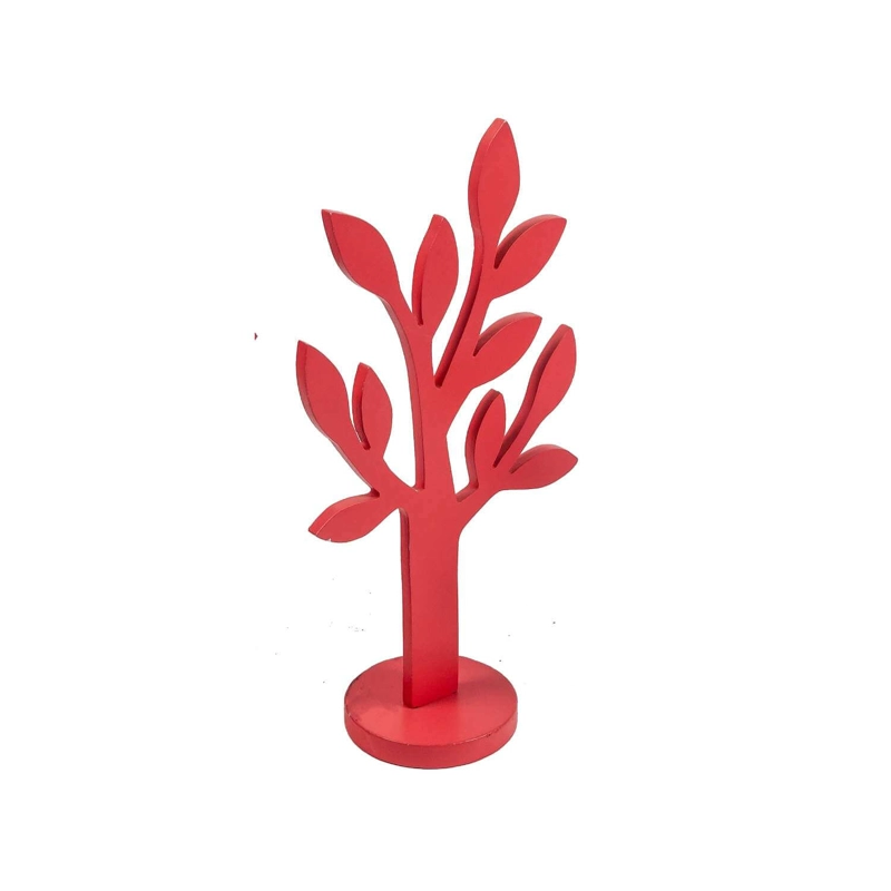SET DE FIGURAS DECORATIVA ARBOLES DE MADERA ROJO - 2