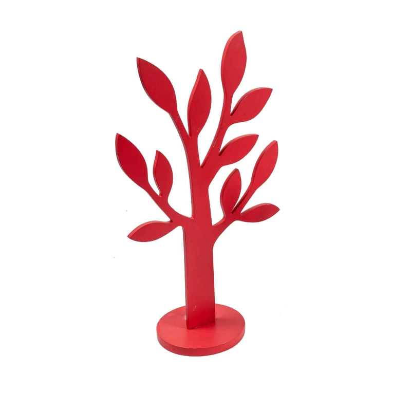 SET DE FIGURAS DECORATIVA ARBOLES DE MADERA ROJO - 3
