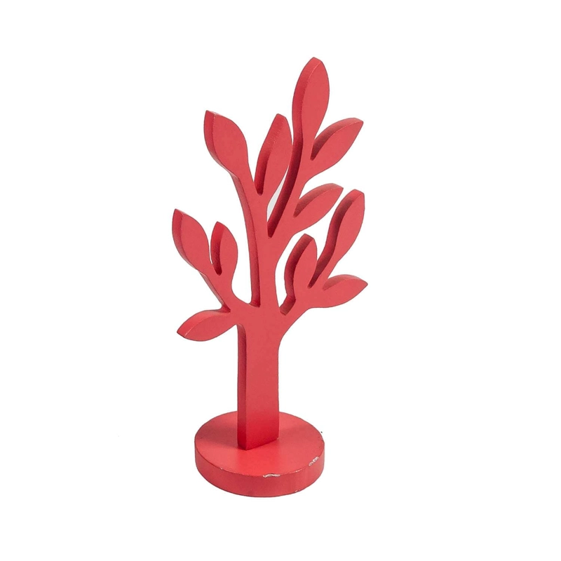 SET DE FIGURAS DECORATIVA ARBOLES DE MADERA ROJO - 4