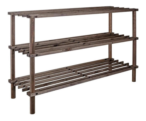 ZAPATERO ORGANIZADOR DE MADERA CON 3 NIVELES MARRON OSCURO - 2