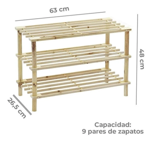 ZAPATERO ORGANIZADOR DE MADERA CON 3 NIVELES MARRON OSCURO - 6