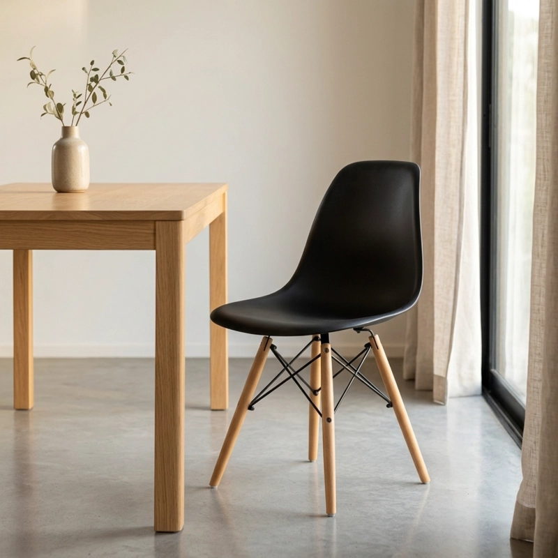 SILLA DE COMEDOR ESTILO EAMES NEGRO - 4